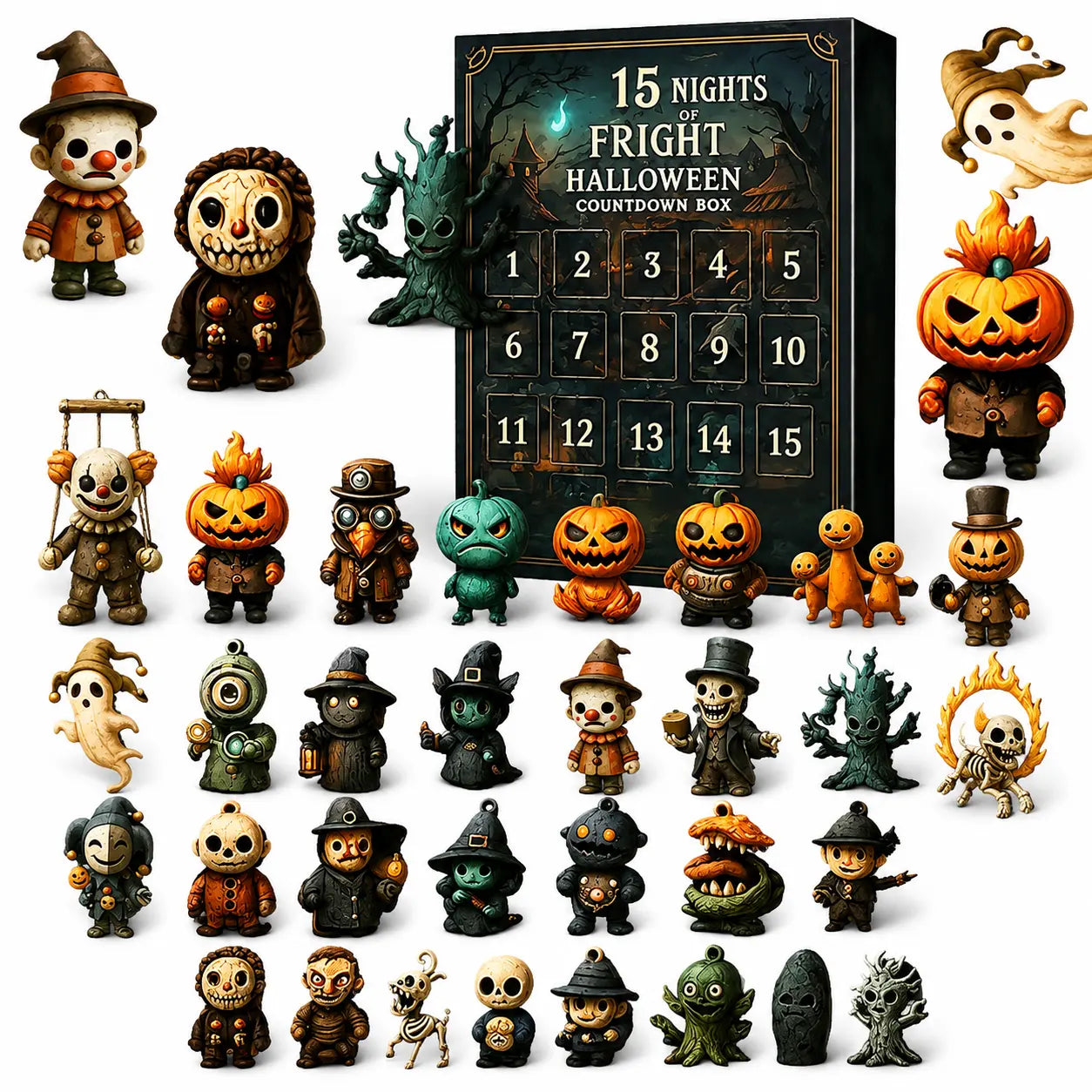 2026 Halloween Advent Calendar with 31 Surprise Blind Bags, Mini Figures, Charms & Decorations for Horror Fans