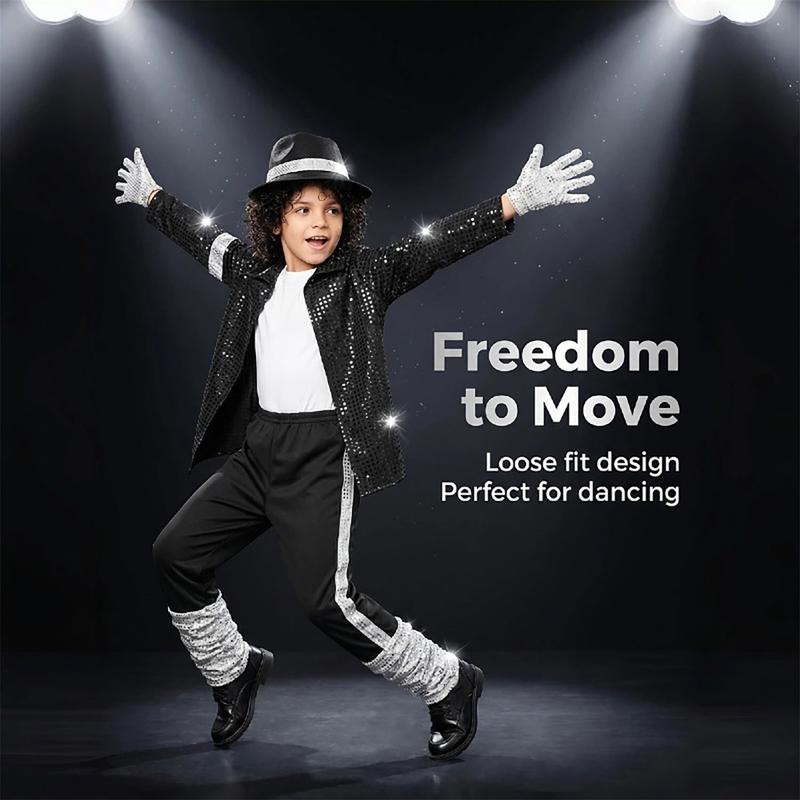 Meihuida Boys’ 80s Pop Star Halloween Costume Set
