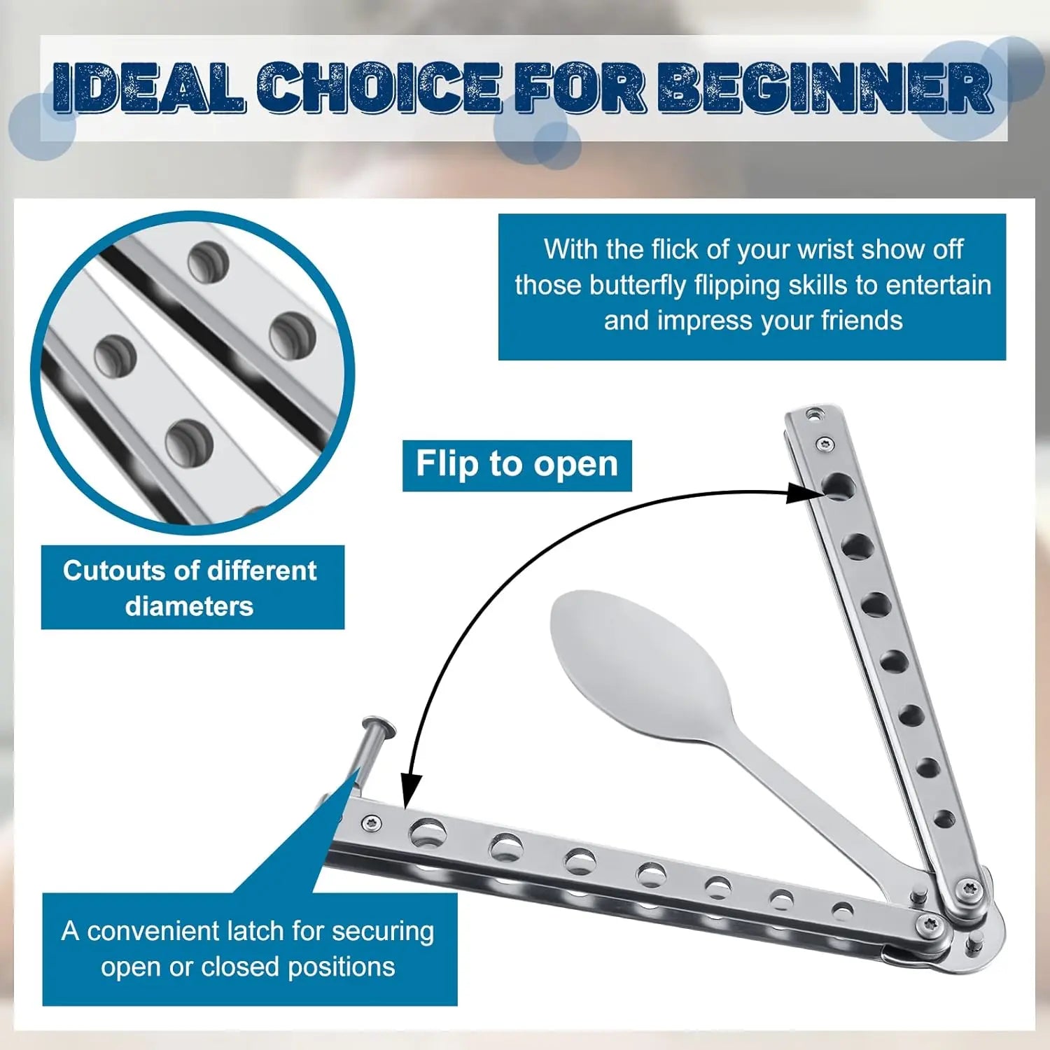 2-Piece Folding Stainless Steel Butterfly Fork & Spoon Set for Camping, Travel, BBQ & Kitchen Use