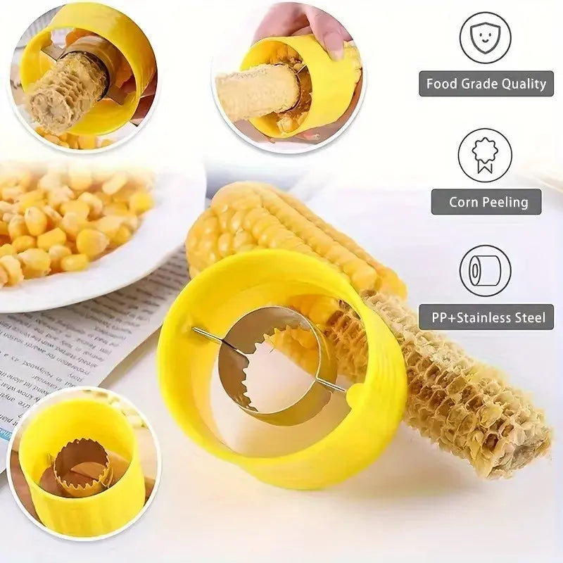 Stainless Steel Corn Kernel Stripper with Collection Cup, Handheld Corn Sheller for Quick Kitchen Prep