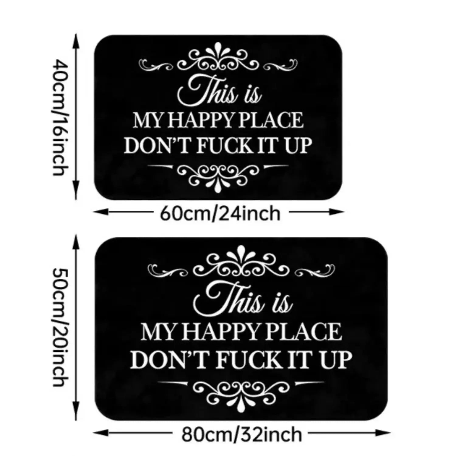 "This Is My Happy Place Don't F*ck It Up" Funny Doormat - Non-Slip Absorbent Welcome Mat for Entryway