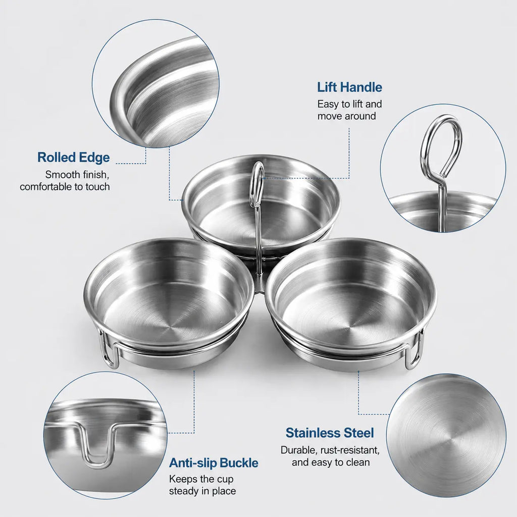1 Count Stainless Steel Egg Poacher, 3 Cavity Steaming Egg Mold with Handle for Home Kitchen Steamed Egg and Dessert Making