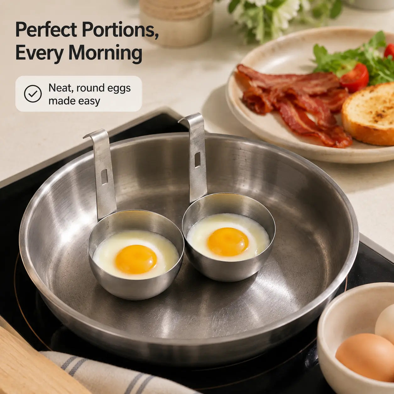Stainless Steel Egg Poacher with Hanging Hook, Deep Bowl Design for Poached & Steamed Eggs