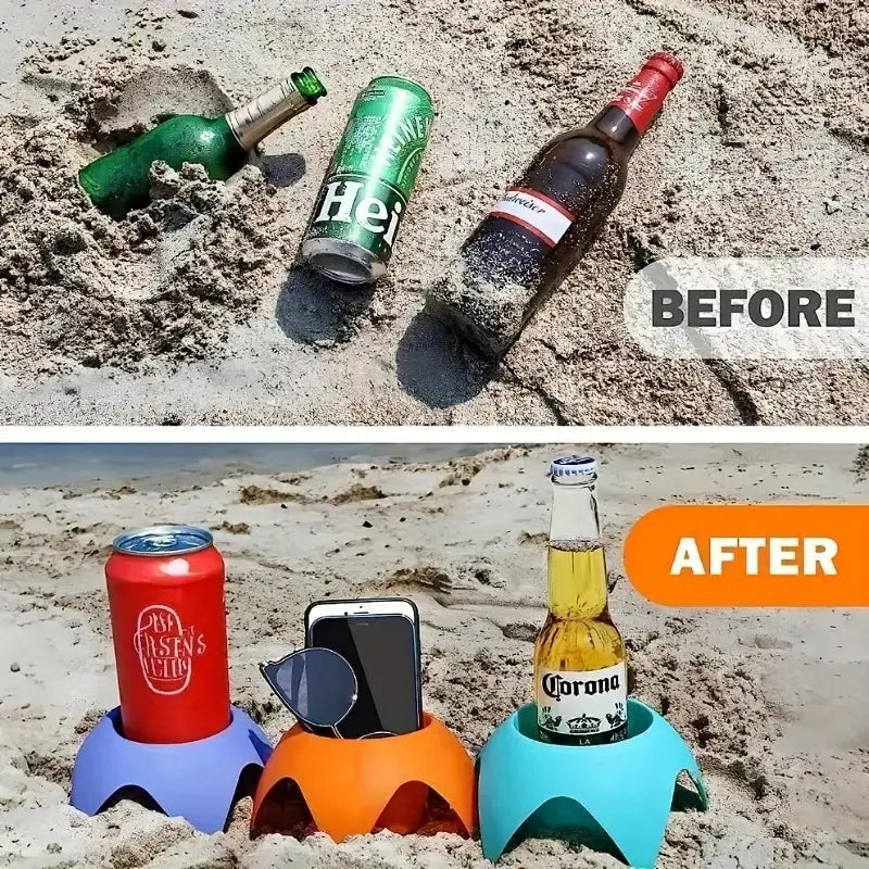 5-Pack Portable Beach Cup Holders with Sand-Proof Non-Slip Base for Drinks, Bottles, Phones & Keys, Perfect for Beach, Pool & Picnics
