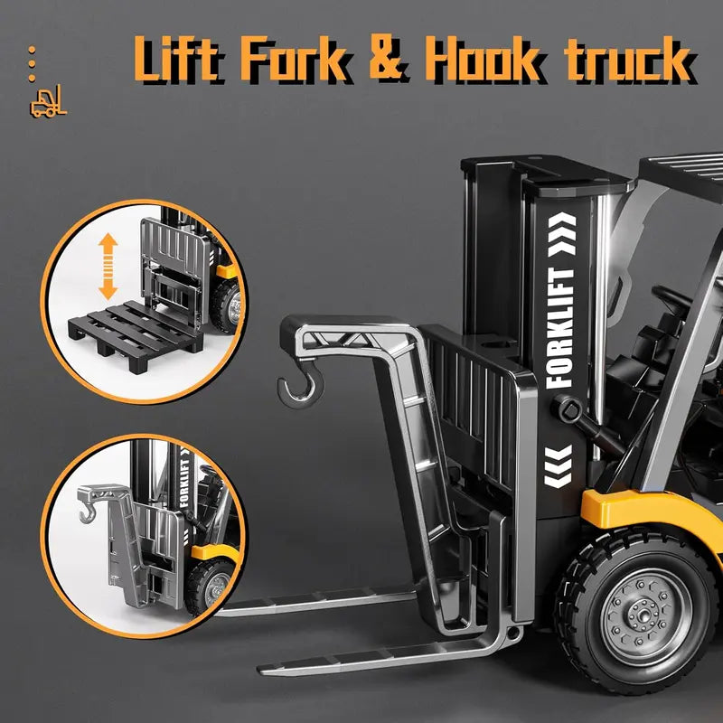 1:64 Mini RC Forklift with Lights, Sounds, Fork & Hook