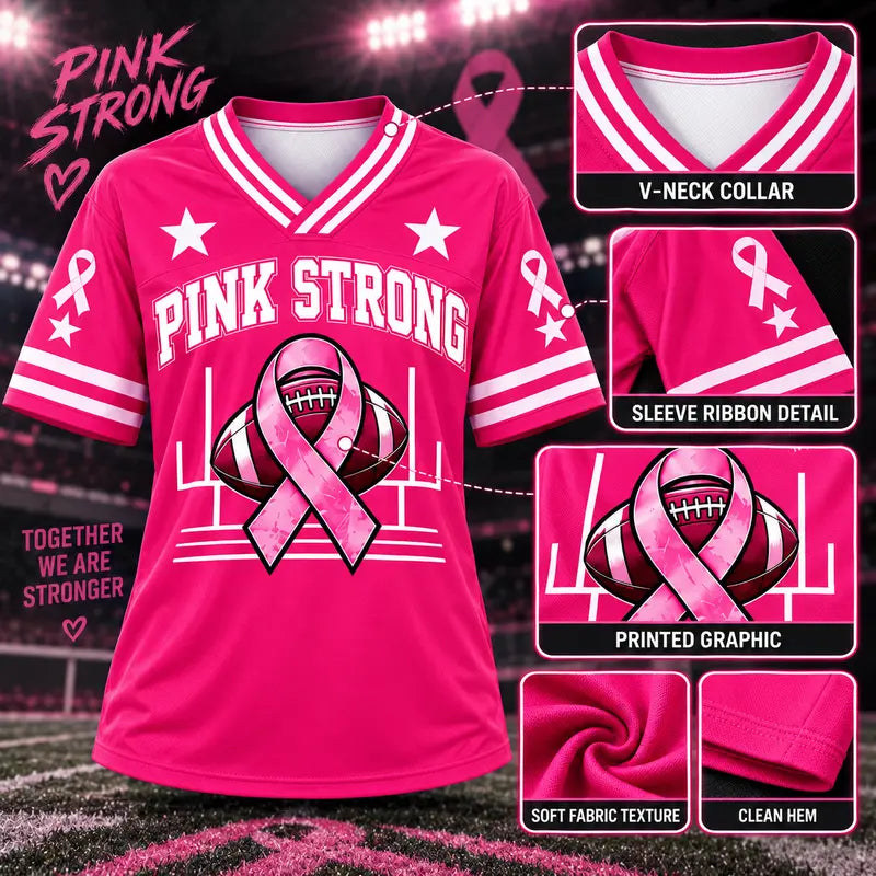 Unisex Pink Ribbon Breast Cancer Awareness Football Jersey