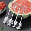 4 Pack Shovel Stainless Steel Dessert Spoon Set, Ice Cream, Cake, Fruit & Coffee Spoons for Home Kitchen Use