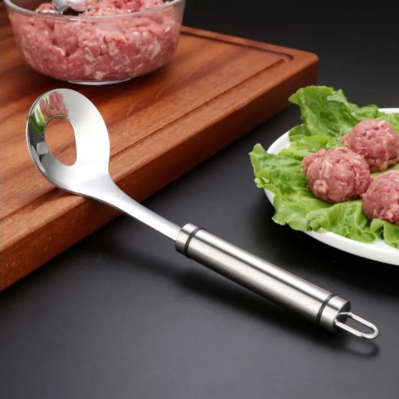 Stainless Steel Meatball Maker Spoon, Easy-Squeeze Non-Stick Scoop for Meatballs, Fish Balls & Shrimp Paste