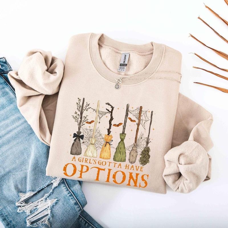 A Girl Gotta Have Options Retro Witch Halloween Sweatshirt