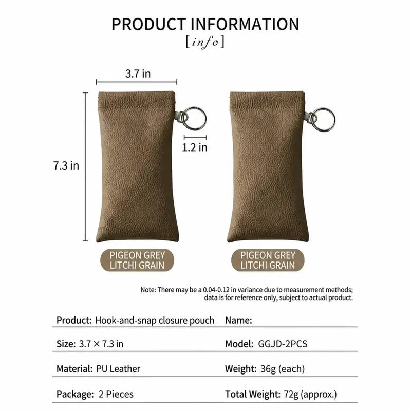 PU Leather Glasses Pouch with Cleaning Cloth & Keychain