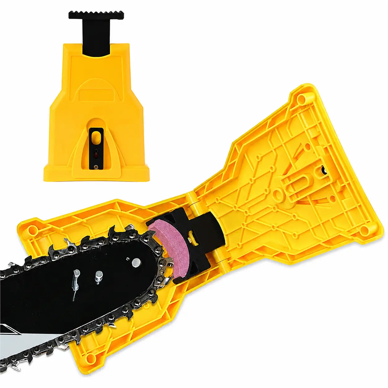 Portable Chainsaw Chain Sharpener, Bar-Mount Fast Sharpening Tool for 14, 16, 18 & 20-Inch Two-Hole Chainsaws