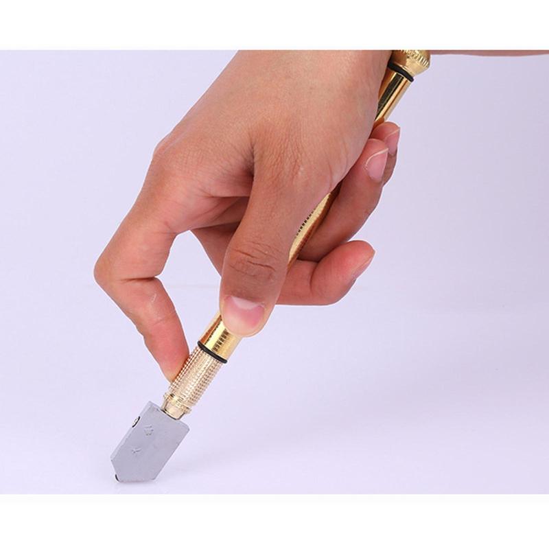 Glass Cutter with Diamond Head & Steel Blade for 3-15mm Glass, Anti-Slip Handle Tool for Precision Cutting Work