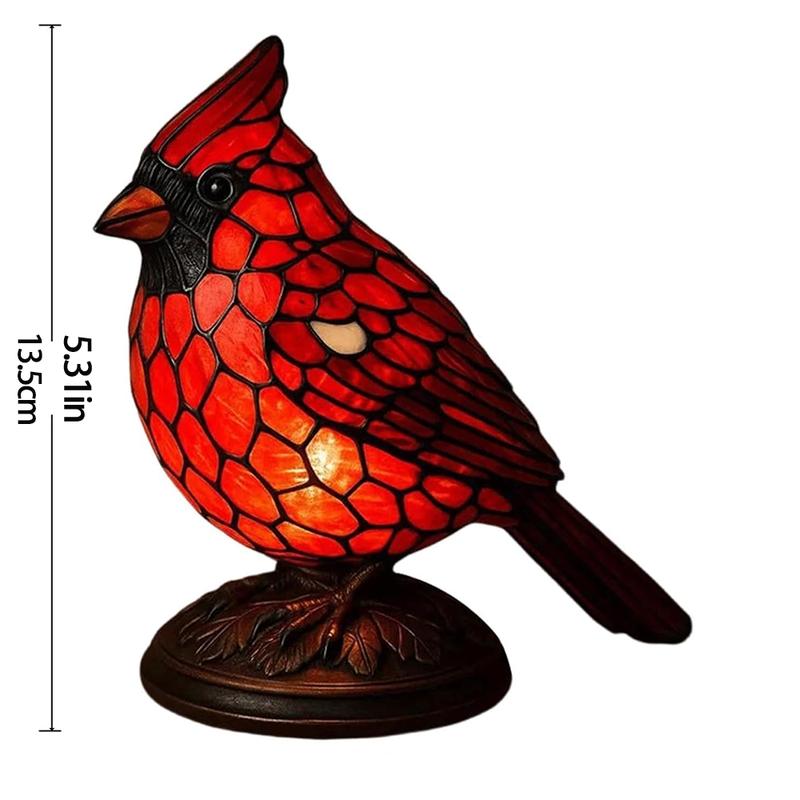 Christmas Decoration Bird Statue Lamp, Hand-Painted Resin Cardinal Light, Bedside Living Room Bedroom Home Decor