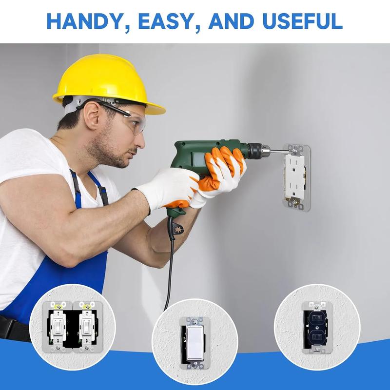 10-Pack Metal Outlet Wall Plate Spacers for Flush Mounting, Leveling & Fixing Loose Electrical Outlets and Boxes