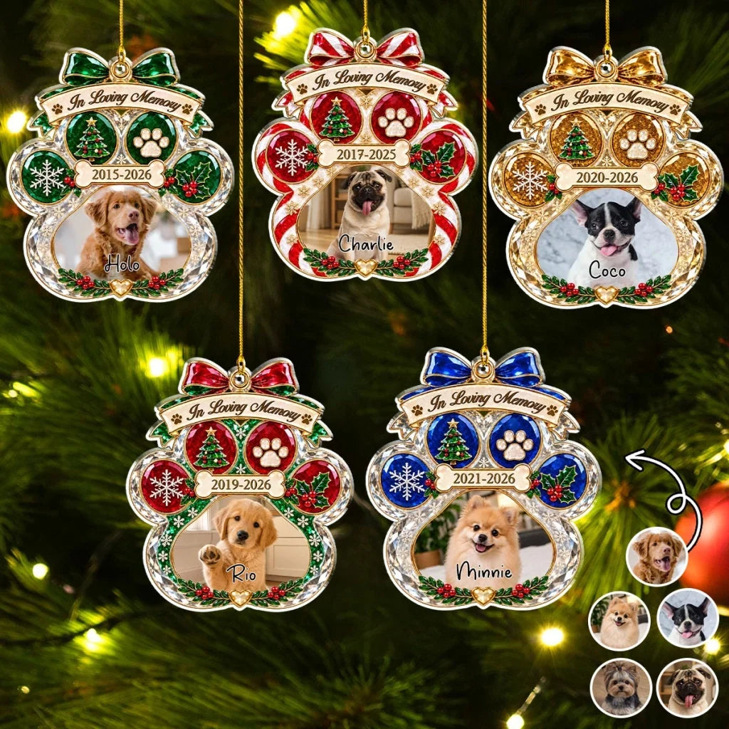Personalized Acrylic Ornament, In Loving Memory Dog Portrait for Christmas Tree, Unique Gift for Pet Owners - 1