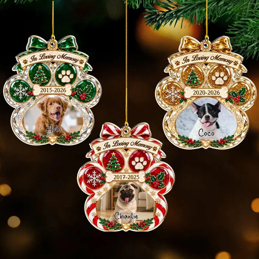 Personalized Acrylic Ornament, In Loving Memory Dog Portrait for Christmas Tree, Unique Gift for Pet Owners - 2