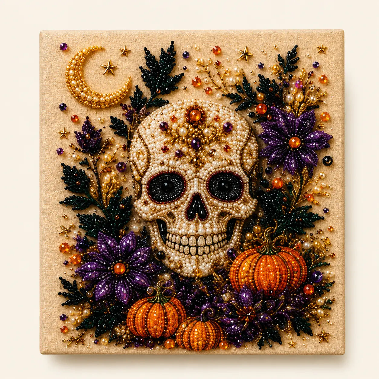 Halloween 5D Diamond Painting Kit with Tools, DIY Gem Art Canvas for Adults & Teens, Pumpkin Ghost Witch Cat Wall Decor Craft