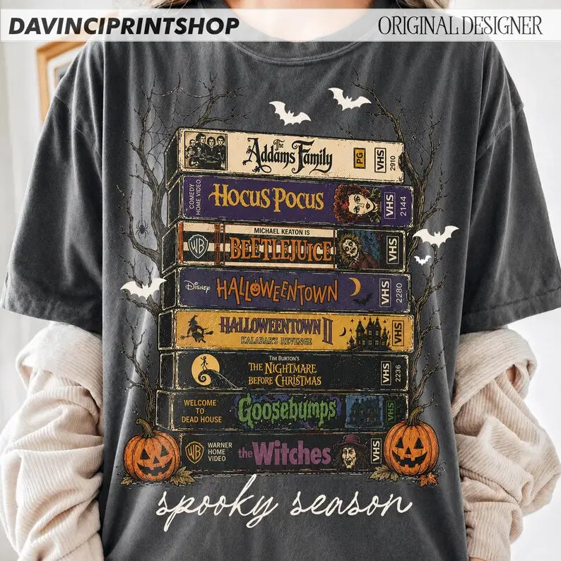 Comfort Colors Vintage Halloween Movie T-Shirt, Retro Horror Graphic Tee for Spooky Season & Film Fans