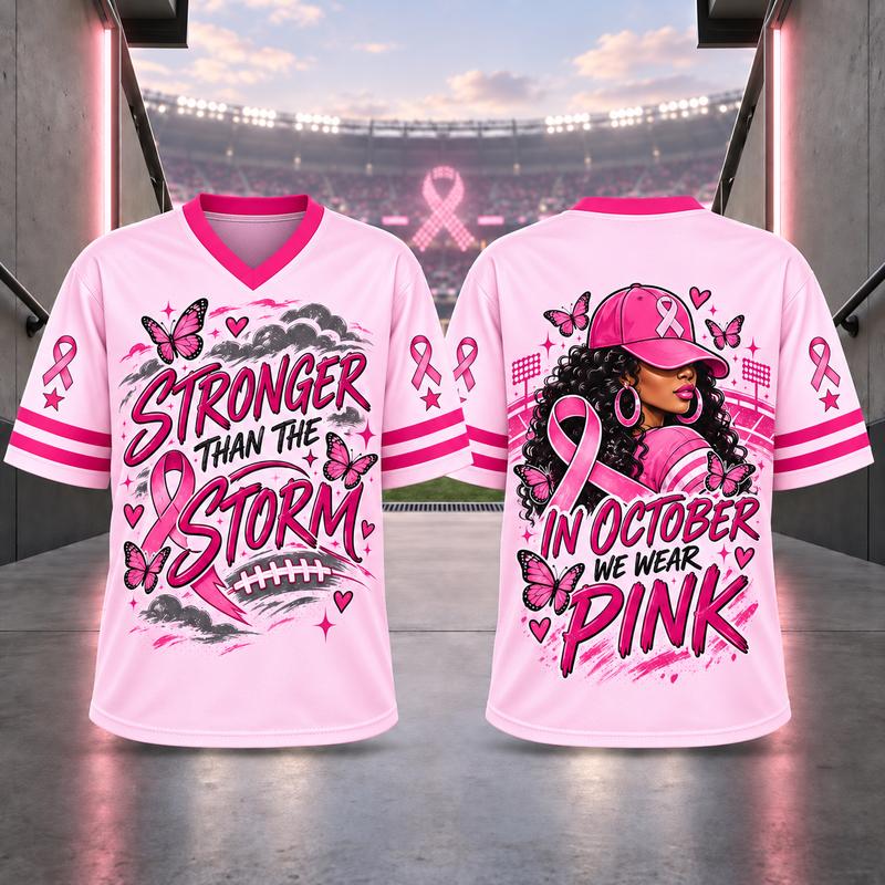 Unisex Pink Ribbon Breast Cancer Awareness Football Jersey