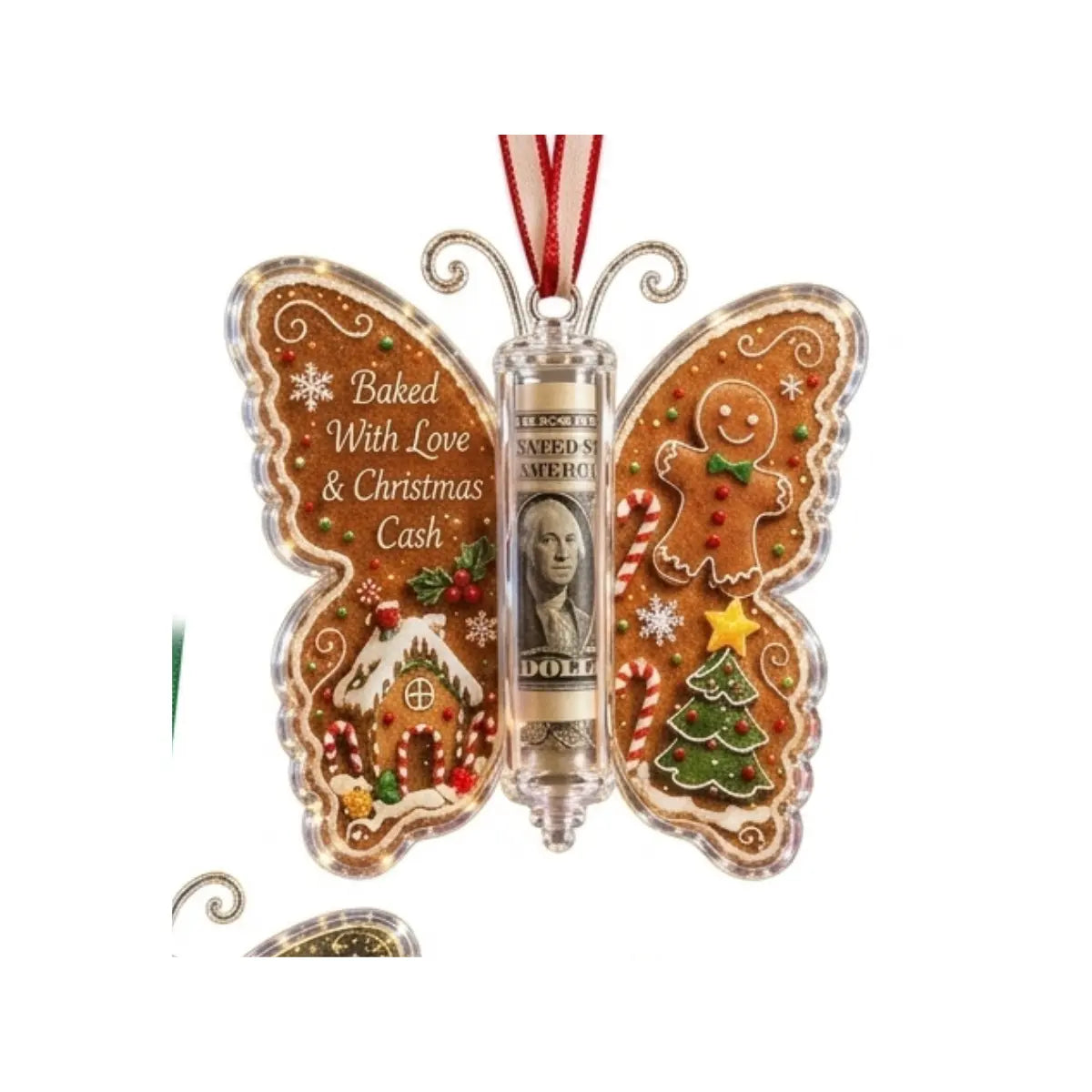 5-Piece Butterfly Acrylic Christmas Cash Gift Ornament Set