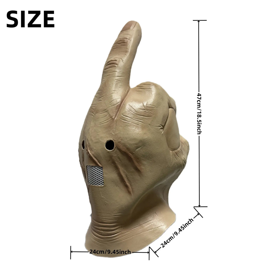 Adult Realistic Middle Finger Hand Full-Head Latex Halloween Mask