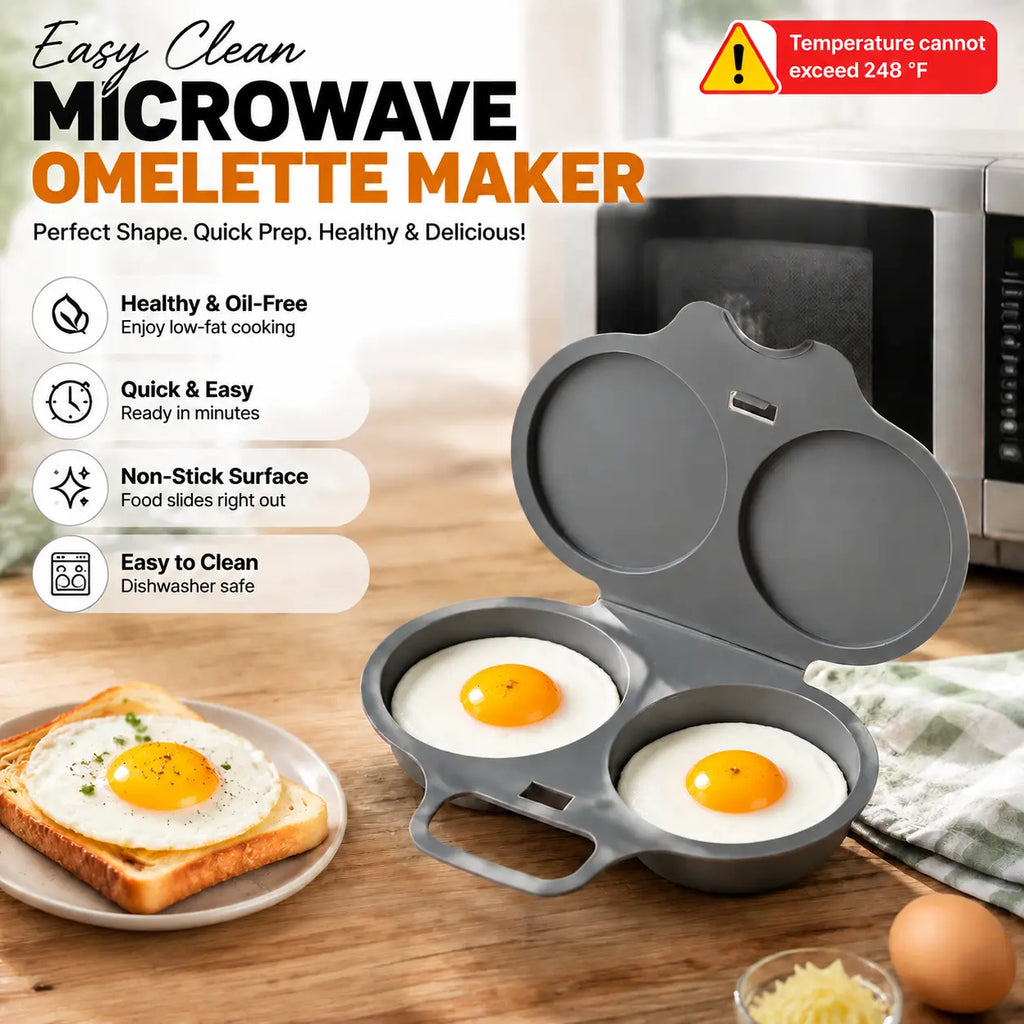 BPA-Free Microwave Omelette Maker, 2-Cup Non-Stick Egg Cooker for Quick Breakfasts & Easy Cleanup