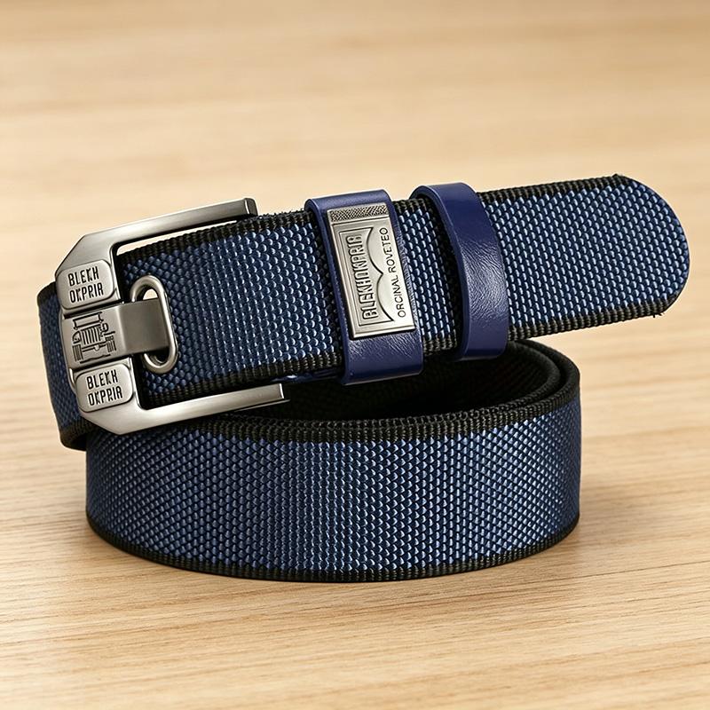 Unisex Eyelet-Free Adjustable Waist Belt with Square Alloy Buckle