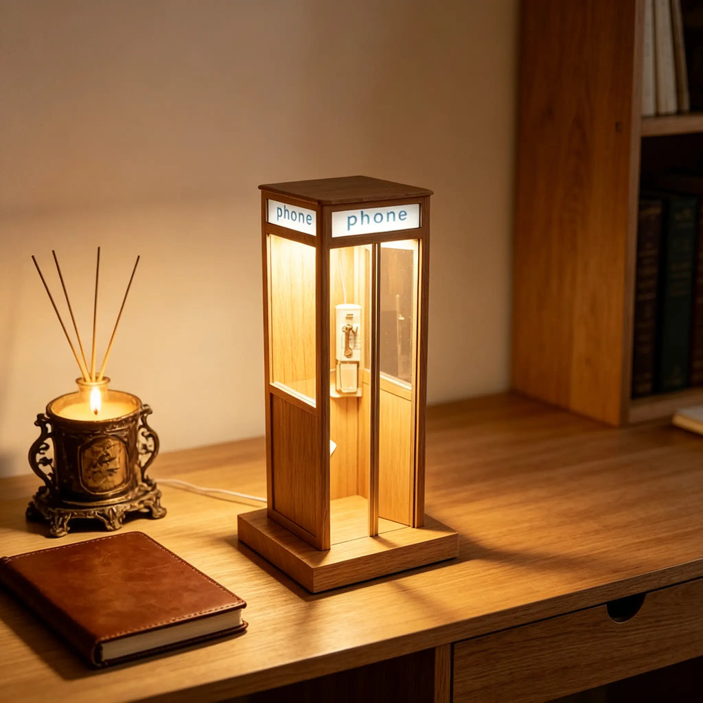 Retro-Style Telephone Booth Decorative Lamp - Bedroom Bedside Creative Night Light for Home Festive Decorations