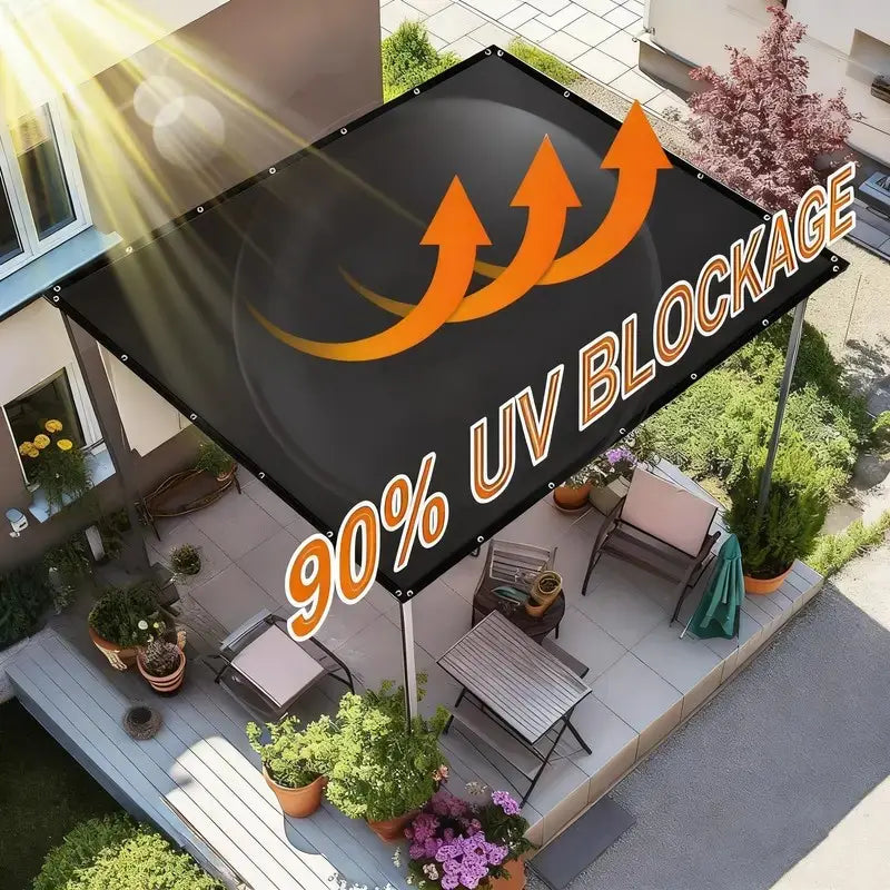 10×13 FT 90% Blackout UV-Resistant Shade Cloth with Reinforced Grommets for Patio, Garden & Pergola