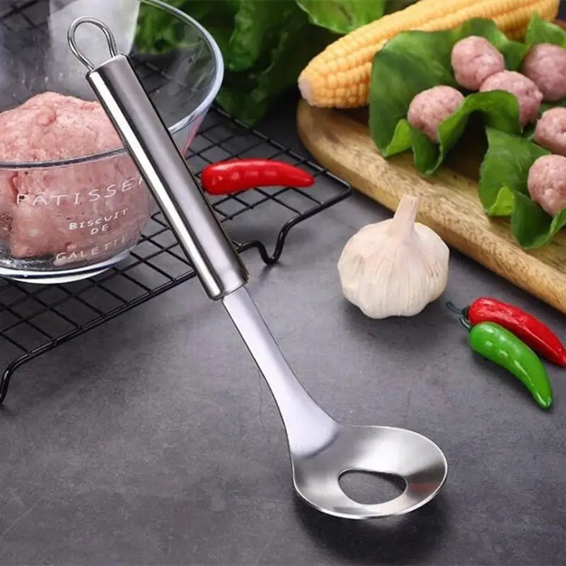 Stainless Steel Meatball Maker Spoon, Easy-Squeeze Non-Stick Scoop for Meatballs, Fish Balls & Shrimp Paste