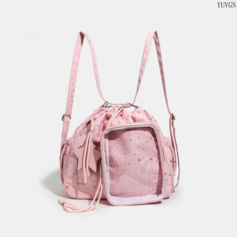 Star Print Ita Crossbody Drawstring Bag with Star Pendant