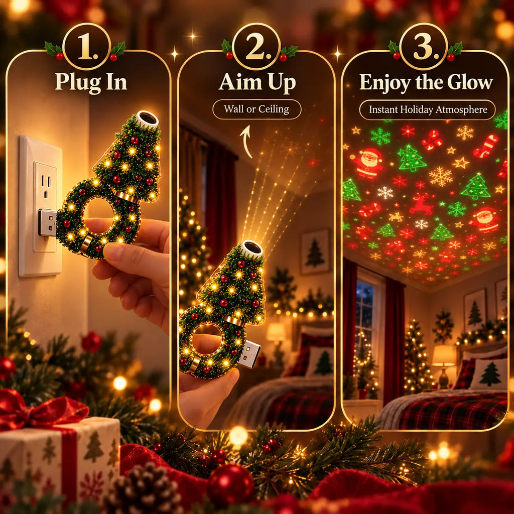 USB Christmas Pattern Projector Night Light