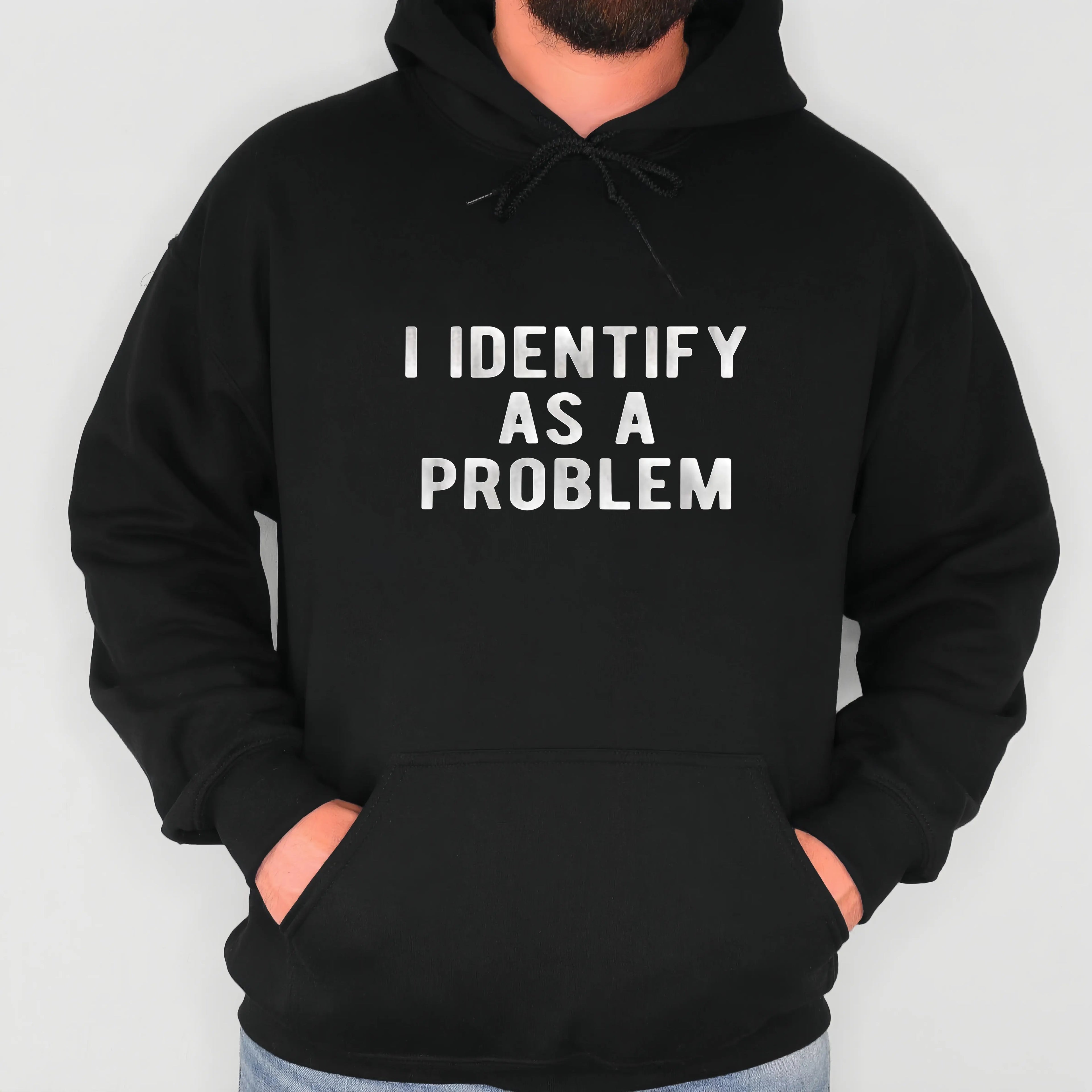 “I Identify as a Problem” Heavyweight Cotton T-Shirt, Unisex Casual Crew Neck Streetwear Tee