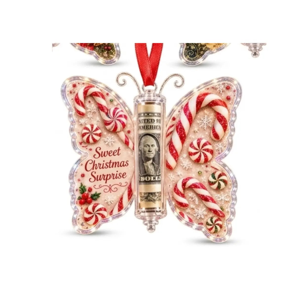 5-Piece Butterfly Acrylic Christmas Cash Gift Ornament Set
