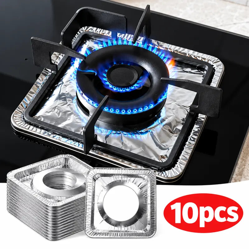 10-Pack Disposable Aluminum Foil Gas Stove Burner Liners