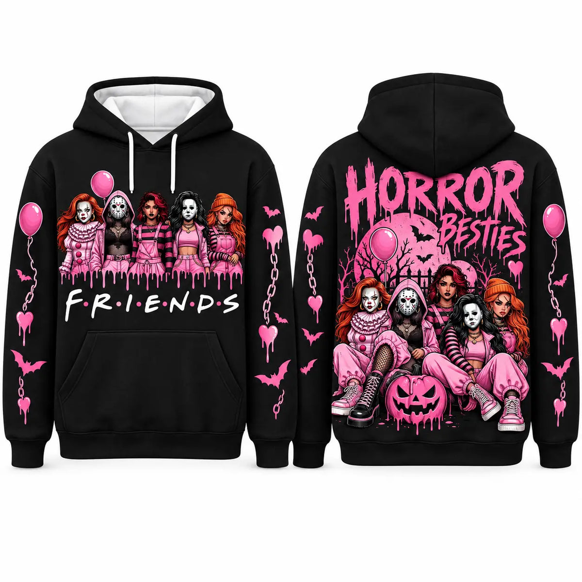 In October We Wear Pink Spooky Halloween Pink Ribbon Hoodie