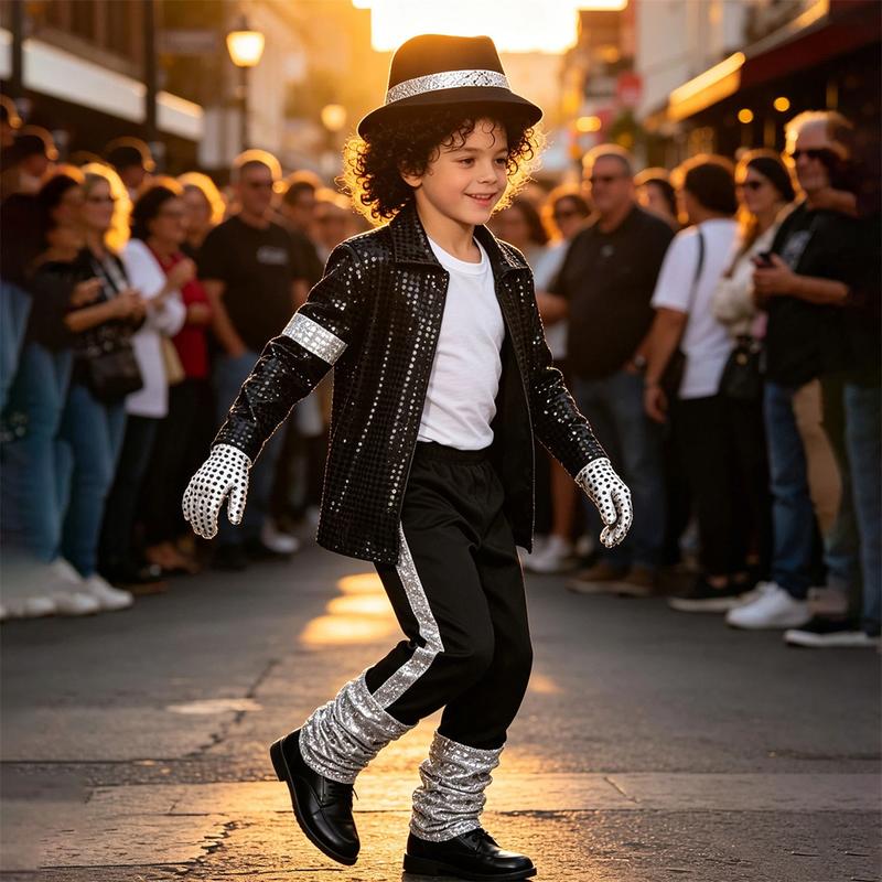 Meihuida Boys’ 80s Pop Star Halloween Costume Set