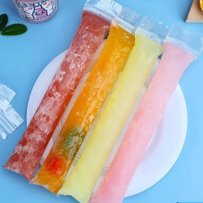 100-Pack BPA-Free Ice Pop Bags with Funnel, Disposable Ziplock Popsicle Pouches for Juice, Yogurt, Smoothies & Frozen Treats