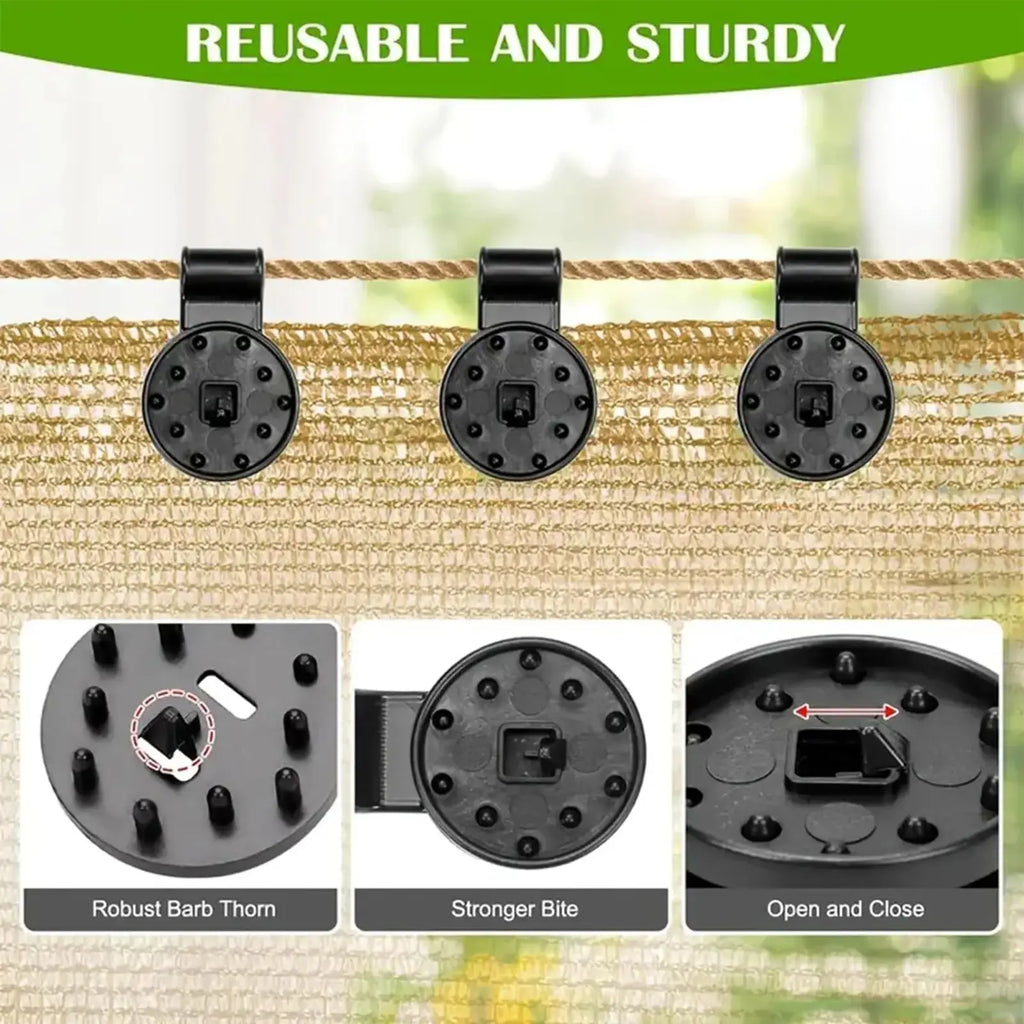 Universal Shade Clothes Clips 50 Pcs Black - Heavy Duty Lock Grip for Sun Shade Sail Tarpaulin Mesh Canopy Fence, Windproof Awning Clamp Grip