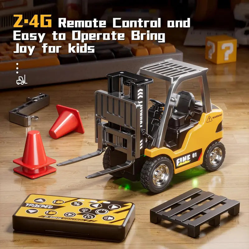 1:64 Mini RC Forklift with Lights, Sounds, Fork & Hook