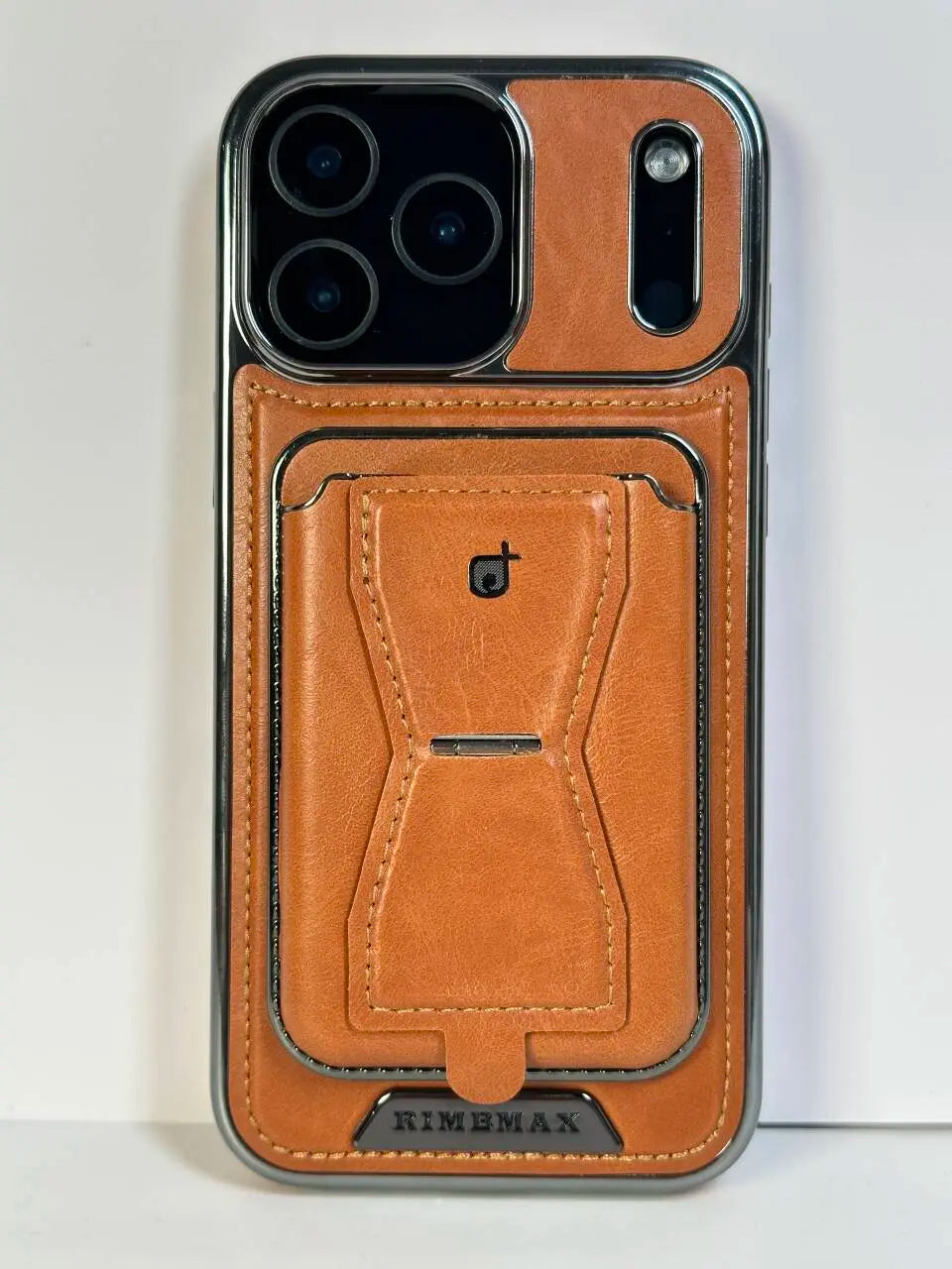 Premium Magnetic Leather Phone Case with 2-Card Wallet Holder & Foldable Kickstand for iPhone