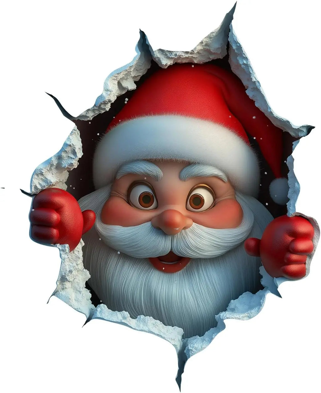 2-piece Santa face vinyl stickers, removable 3D-style Christmas decals for use in living rooms, bedrooms, and holiday decorations.