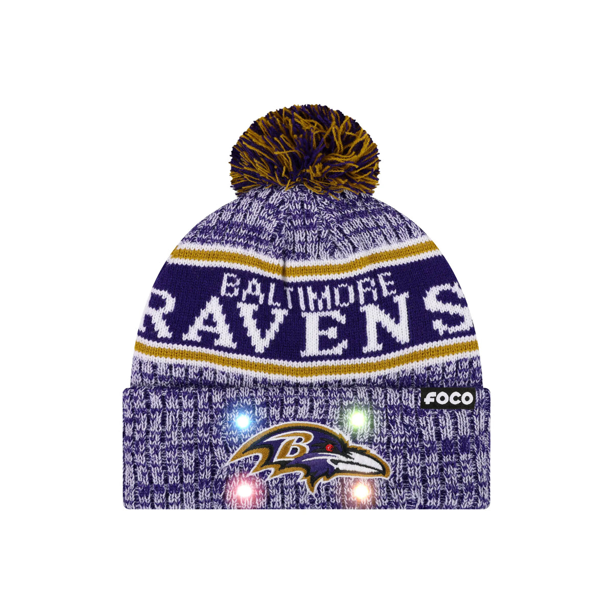 NFL Officially Licensed Team Color Warm Light up Pom Beanie