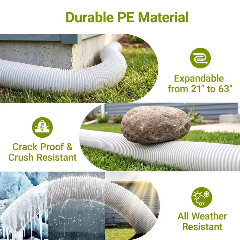 2-Pack 21–68-Inch Expandable Gutter Downspout Extensions with Leaf Filters