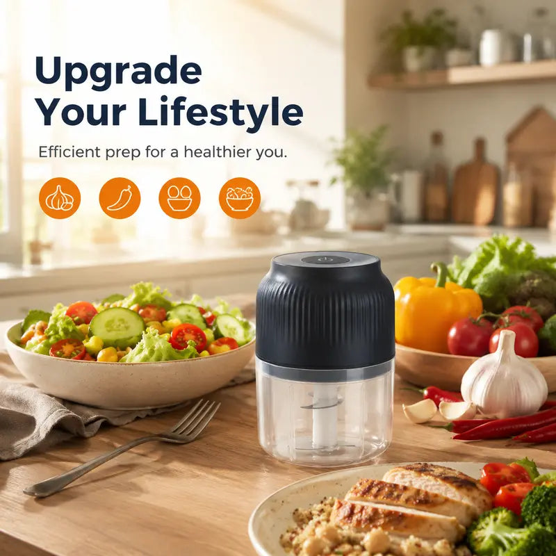 USB Rechargeable Mini Electric Food Chopper for Meat, Garlic, Onion, Ginger, Chili & Vegetables, Portable Kitchen Grinder