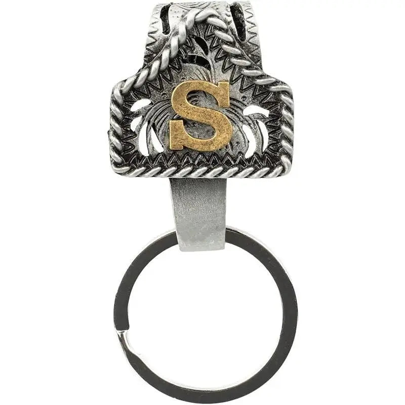Western Cow Tag Initial Keychain - Handmade Copper Letter