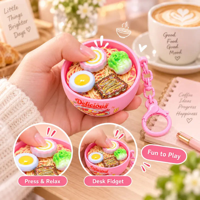 Cute Ramen Bowl Spinning Fidget Toy Keychain