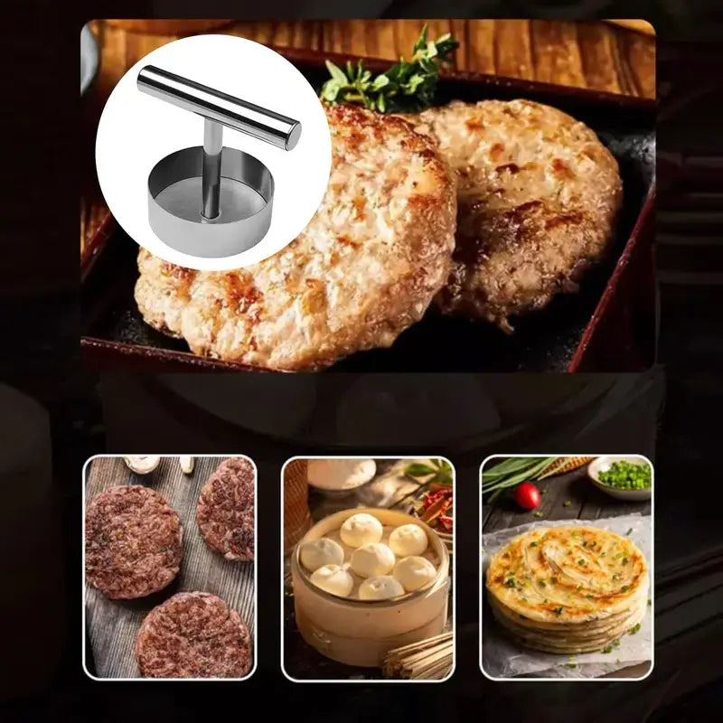 Stainless Steel Burger Press Mold, Nonstick Meat Patty Maker for Homemade Burgers, Kitchen & Commercial Use