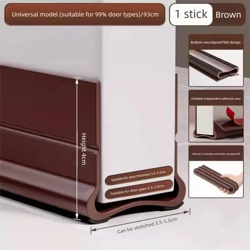 Soundproof Triple Seal Door Draft Stopper Self Adhesive PVC Door Bottom Weather Strip Wind & Noise Insulation Gap Sealing Strip