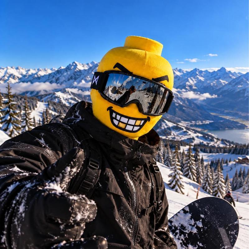 Funny Yellow Toy Head Tongue-Out Knitted Balaclava Ski Mask